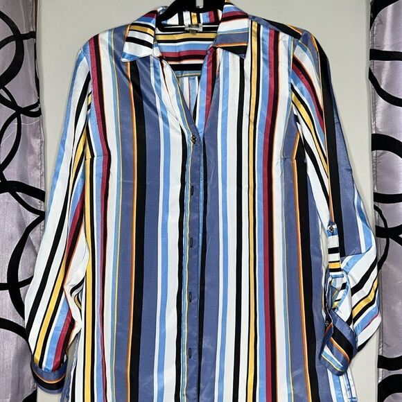 Anne Klein Womens Tunic Blouse Size 8 Multi Color - Picture 1 of 12